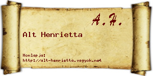 Alt Henrietta névjegykártya